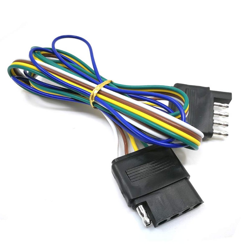 CARROFIX 5-Way Flat Trailer Wire Extension, 48" 5-Pin Wiring Connector, Vehicle-Side and Trailer-Side - Image 2